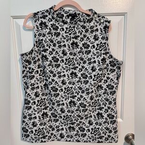 Talbots Black and White Floral Blouse